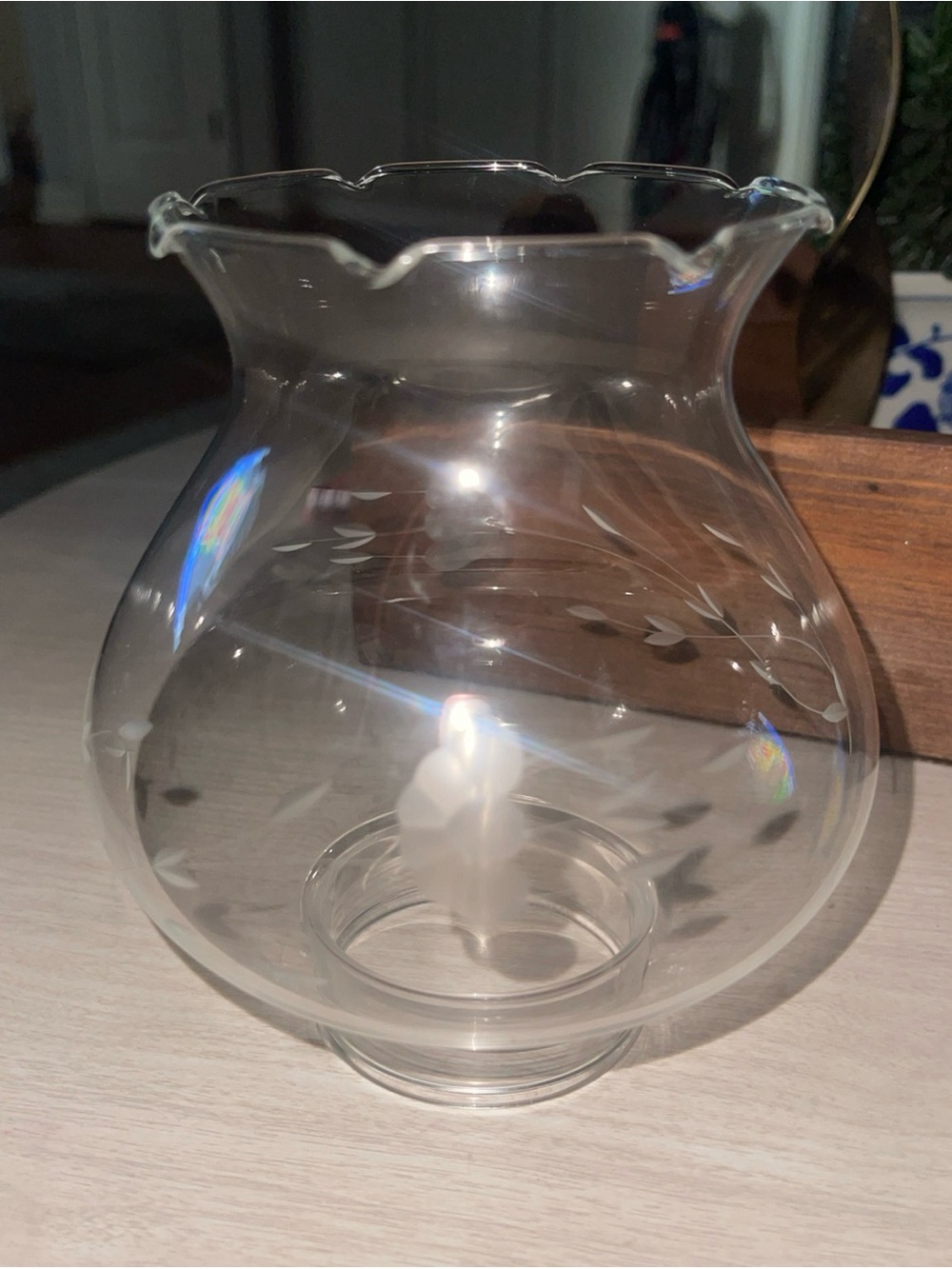 Princess House Crystal Heritage Candle Hurricane  Replacement Globe 5.25”